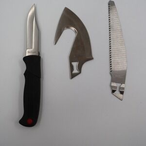 Kershaw Blade Trader Hunting Knife Set Black Vintage Japan 1098L Leather Alaska